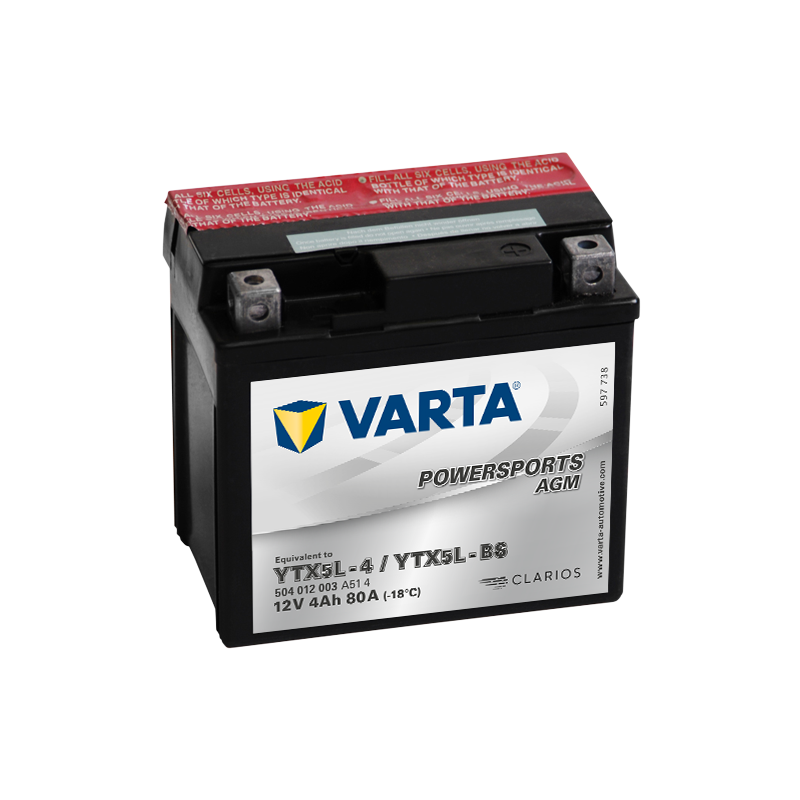Varta YTX5L-4 YTX5L-BS 504012003 battery | bateriasencasa.com
