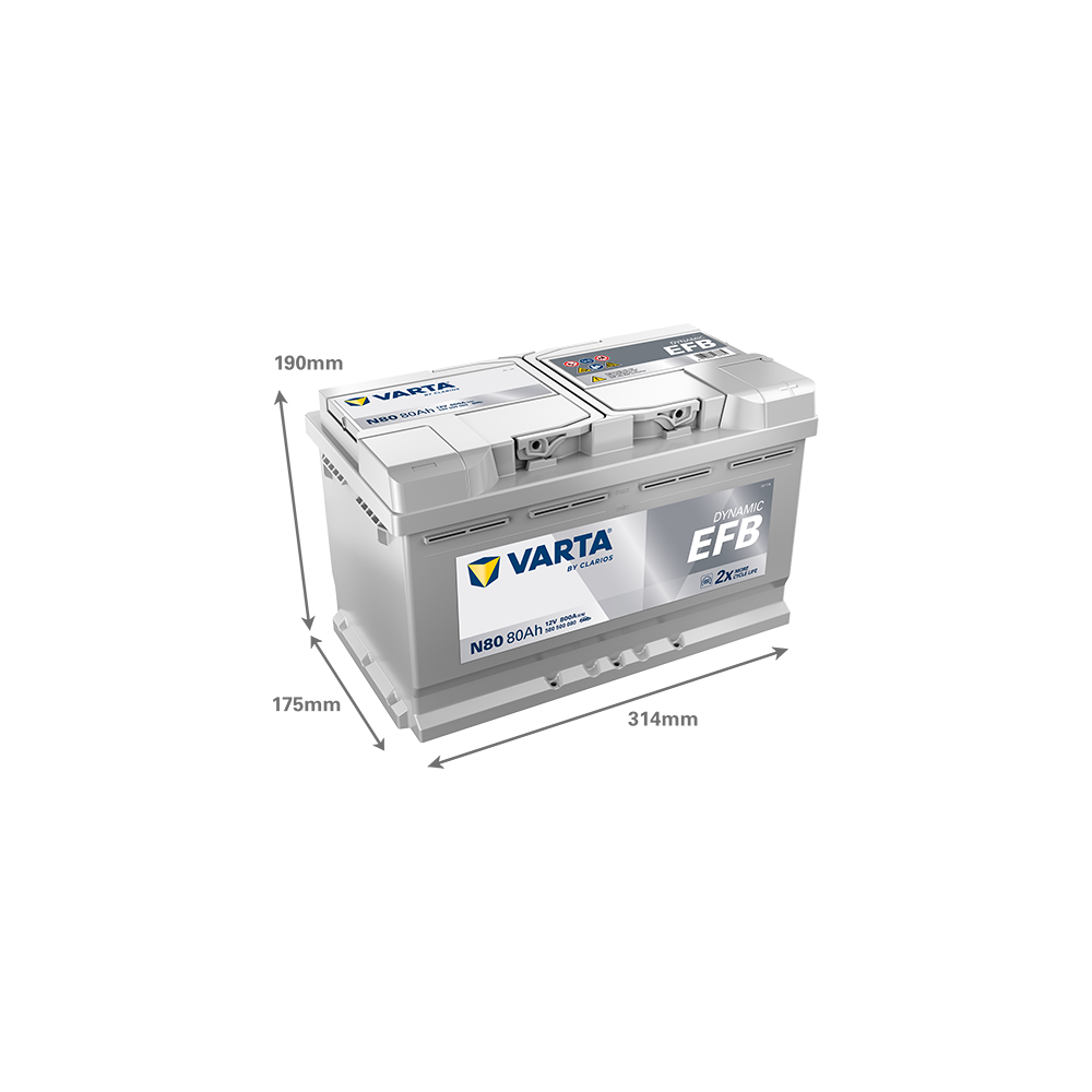 Varta N80 battery | bateriasencasa.com