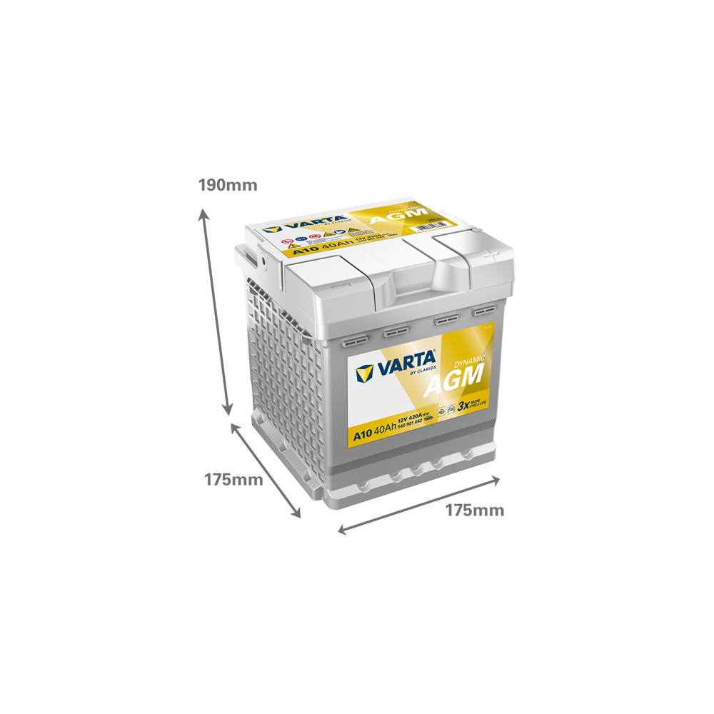 Varta A10 batteria ausiliaria 40Ah 12V 420A | bateriasencasa.com