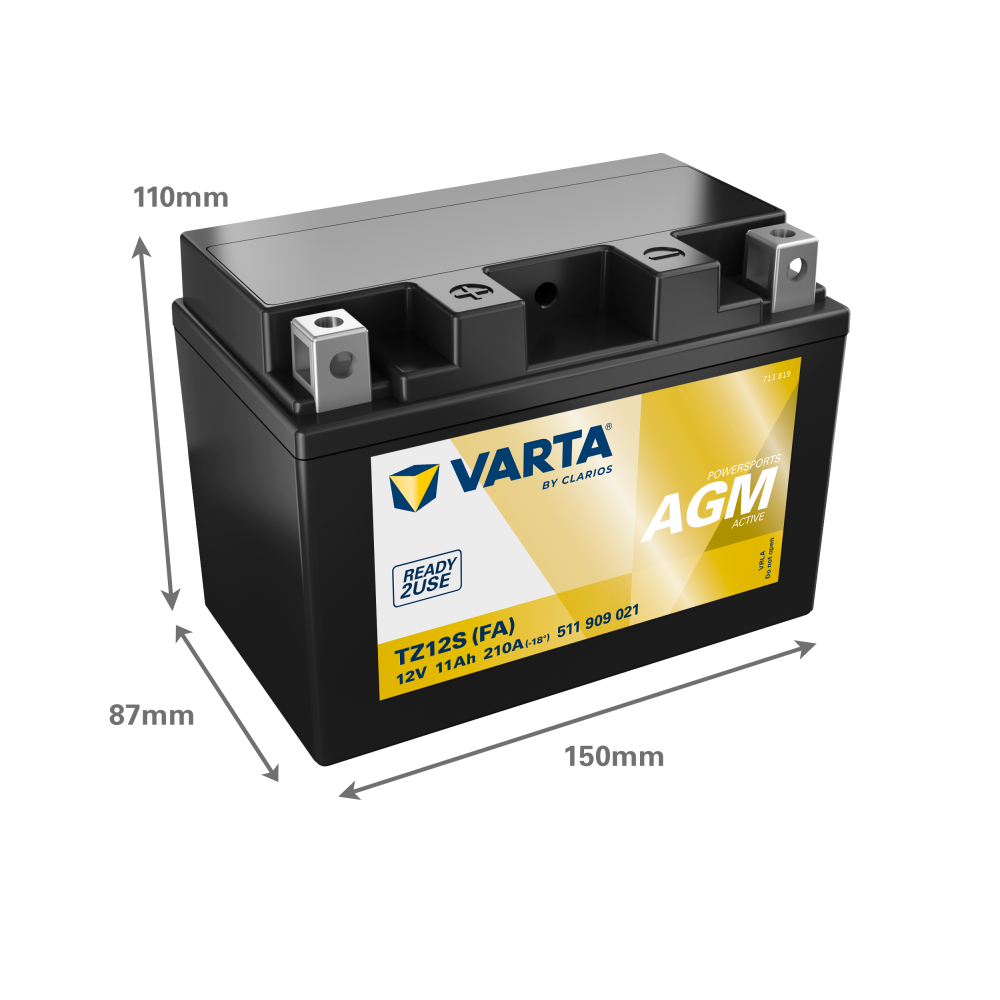 Varta 511909021 motorcycle battery 11Ah 12V 210A | bateriasencasa.com