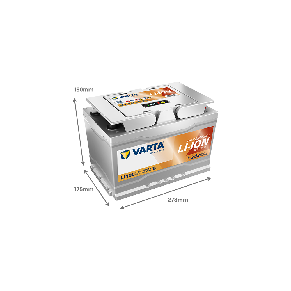 Varta LL100 marine battery 100Ah 12.80V | bateriasencasa.com