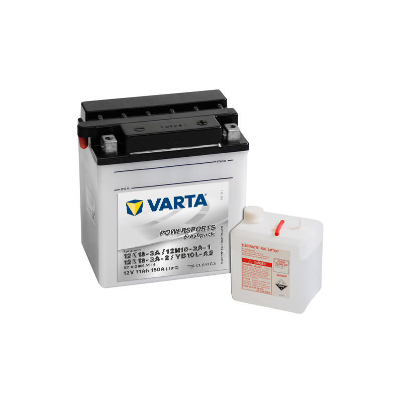 Varta 12N10-3A 12N10-3A-1 12N10-3A-2 YB10L-A2 511012009 battery | bateriasencasa.com