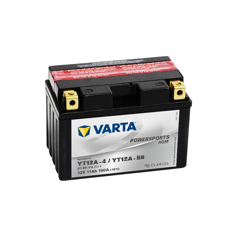 Batterie Varta YT12A-4 YT12A-BS 511901014 | bateriasencasa.com